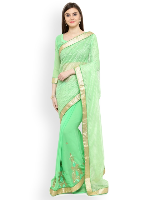 

Shaily Green Woven Design Pure Georgette Saree