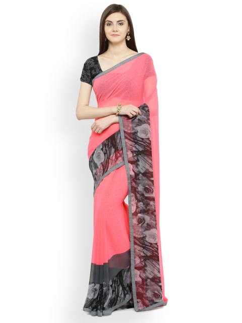 

Shaily Peach Printed Pure Georgette Saree
