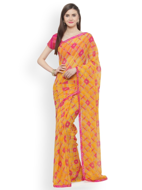 

Shaily Orange Printed Pure Georgette Saree
