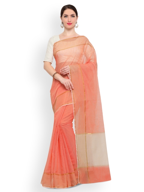 

Ligalz Orange Printed Silk Blend Saree