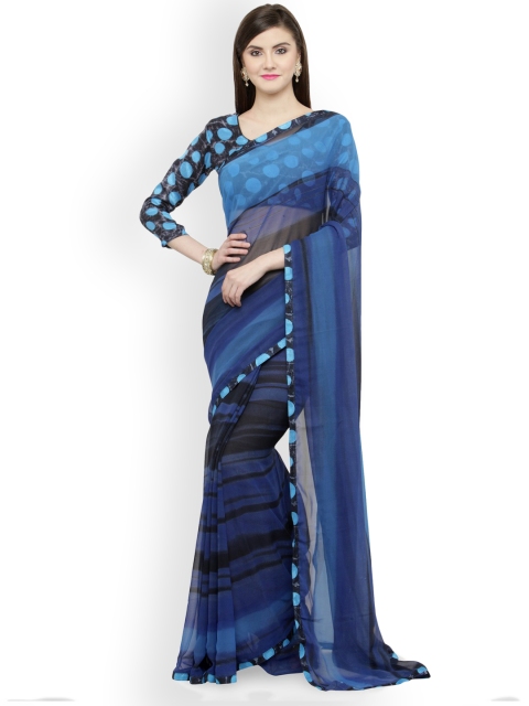 

Shaily Blue Printed Pure Georgette Saree