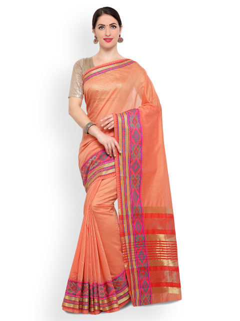 

Ligalz Peach-Coloured Printed Saree