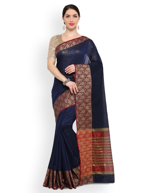 

Ligalz Blue Solid Silk Blend Saree