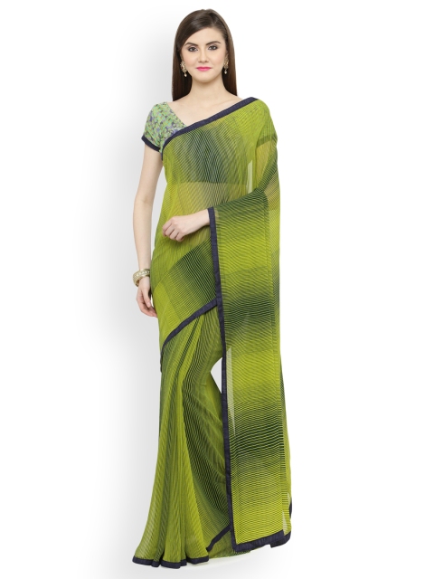 

Shaily Green Printed Pure Georgette Saree