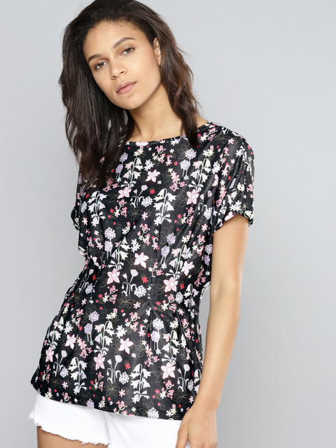 

NUSH Women Black Printed Top