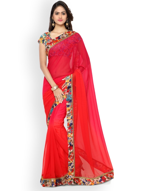 

Florence Red Solid Poly Georgette Saree