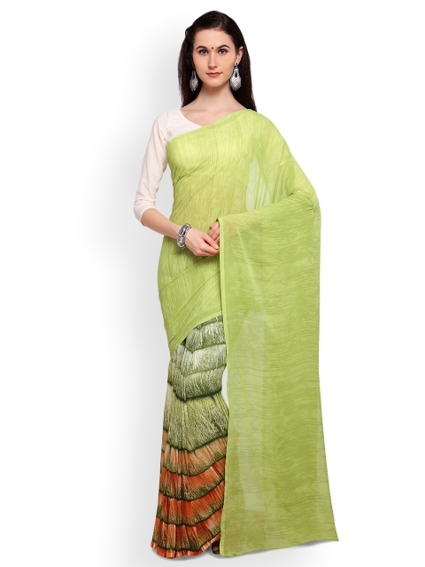

Saree mall Green Printed Poly Georgette Saree