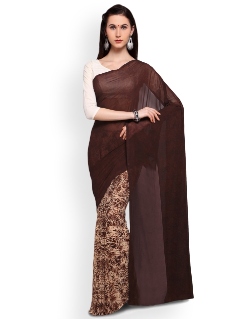 

Saree mall Brown Printed Poly Georgette Saree