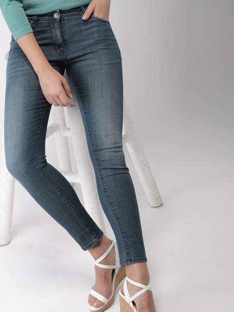 

Mast & Harbour Women Blue Skinny Fit High-Rise Clean Look Stretchable Cropped Jeans