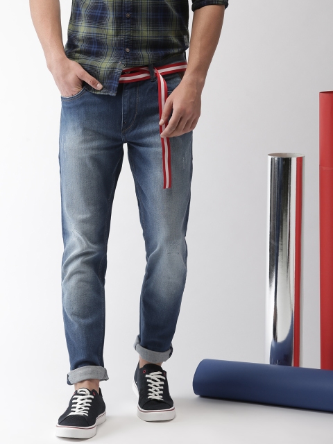 

Harvard Men Blue Slim Fit Mid-Rise Low Distress Stretchable Jeans