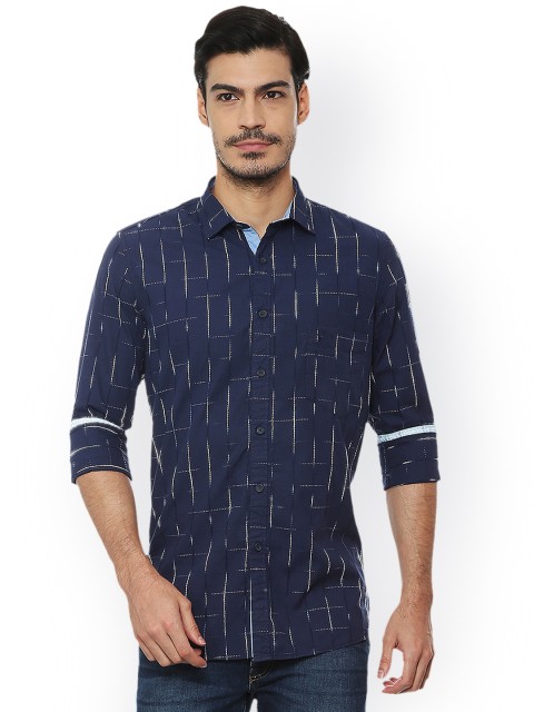 

Allen Solly Men Navy Blue Regular Fit Self Design Casual Shirt