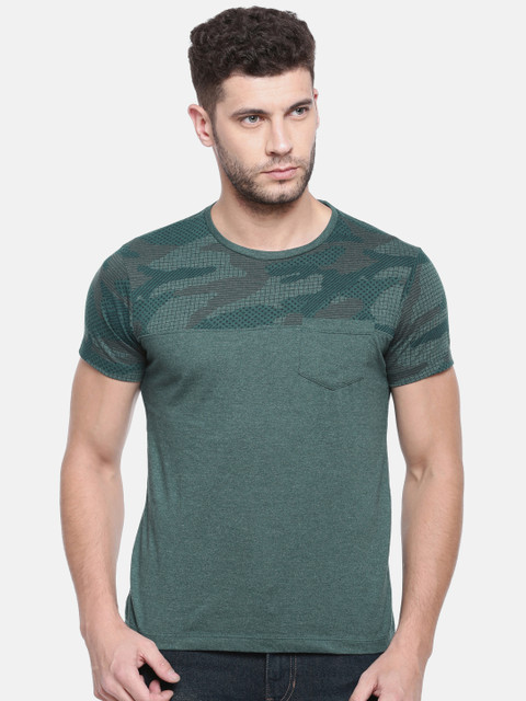 

Solly Jeans Co. Men Green Slim Fit Printed Round Neck T-shirt