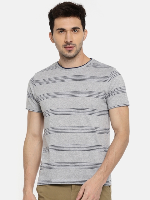 

Allen Solly Men Grey Striped Slim Fit Round Neck T-shirt