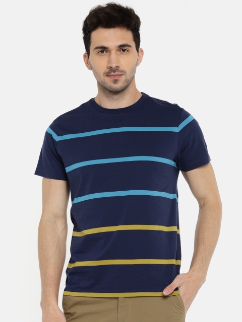 

Allen Solly Men Navy Blue Striped Round Neck T-shirt