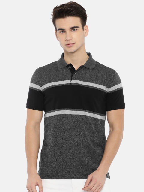 

Allen Solly Men Charcoal Grey Colourblocked Polo Collar T-shirt