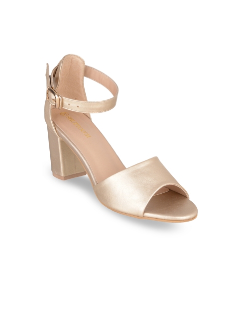 

SHUZ TOUCH Women Gold-Toned Solid Sandals