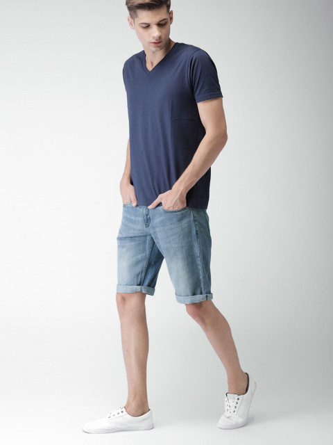 

Mast & Harbour Men Blue Solid Regular Fit Denim Shorts