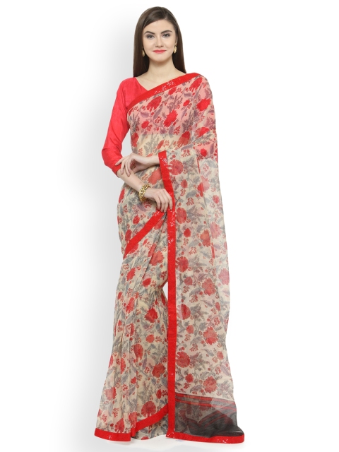 

Shaily Red & Beige Cotton Blend Printed Saree