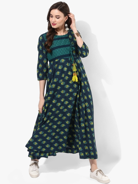 

Sangria Women Blue Printed Anarkali Kurta Dress