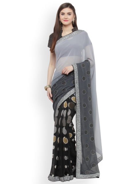 

Shaily Grey & Black Pure Georgette Printed Saree