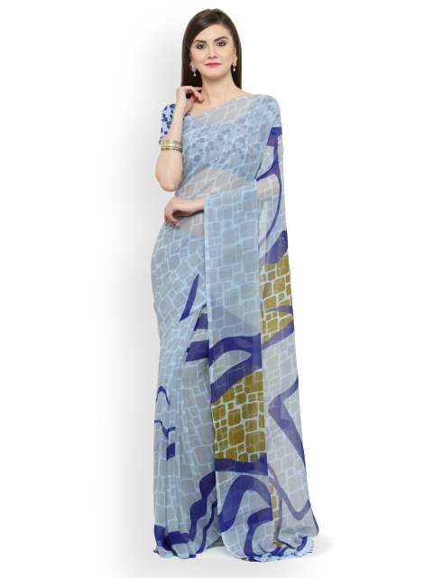 

Shaily Blue Printed Pure Georgette Saree