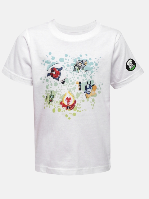 

YK Ben10 Boys White Round Neck T-shirt