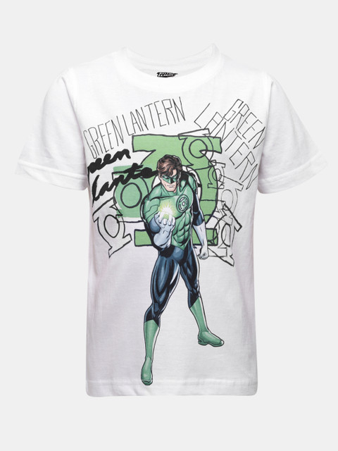 

YK Justice League Boys White Printed Round Neck T-shirt