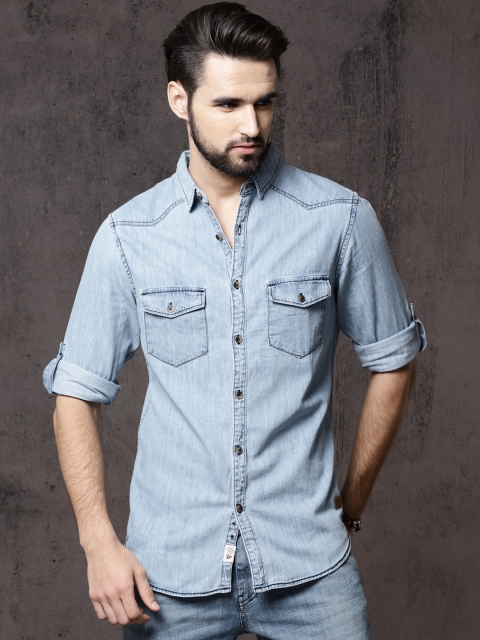 

Roadster Men Blue Regular Fit Solid Casual Shirt