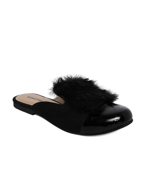 

SCENTRA Women Black Solid Leather Mules