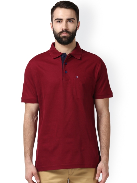 

Raymond Men Maroon Solid Polo Collar T-shirt
