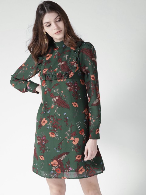 

20Dresses Women Green Floral Print A-Line Dress