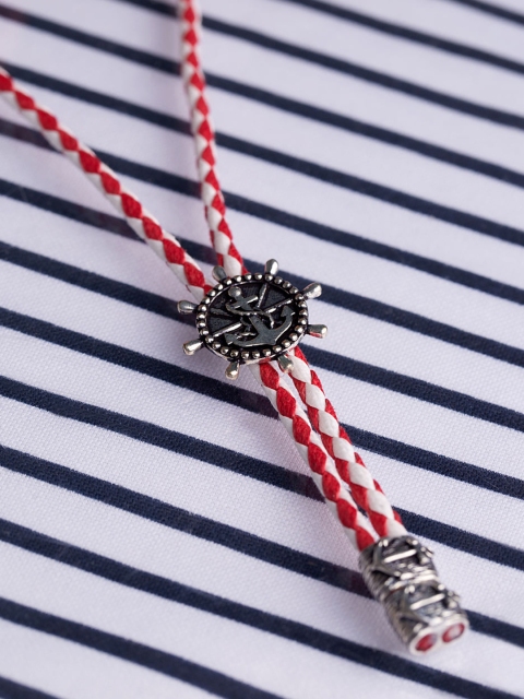 

Dare by Voylla Men Red & White Brass Silver-Plated Handcrafted Necklace