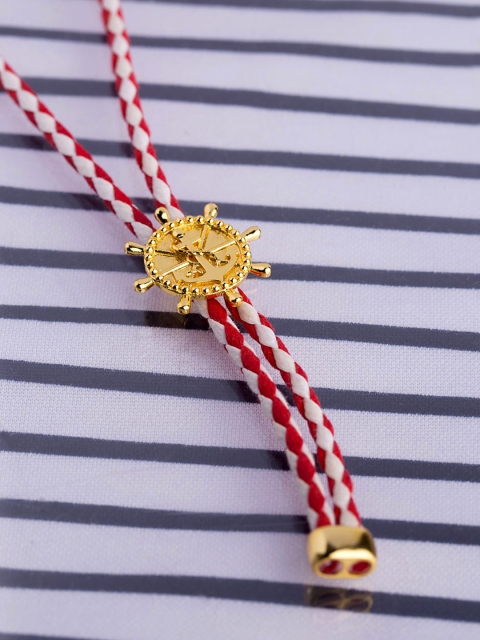 

Dare by Voylla Men Red & White Brass Gold-Plated Handcrafted Necklace