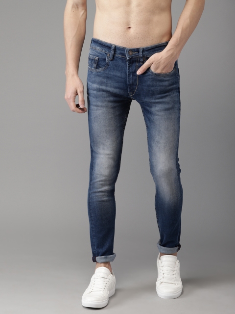 

HERE&NOW Men Blue Skinny Fit Mid-Rise Clean Look Stretchable Jeans