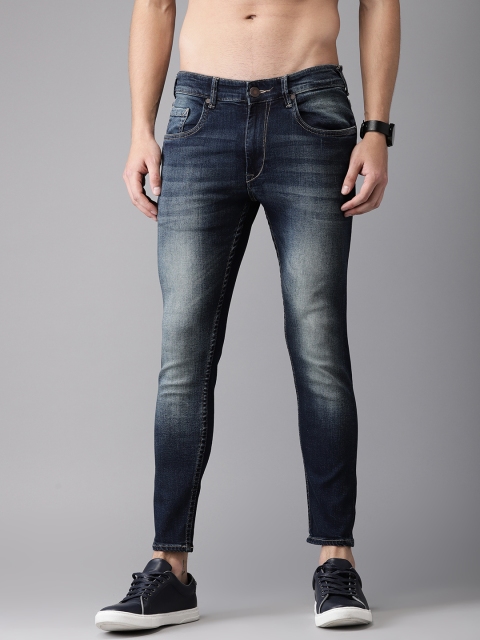

HERE&NOW Men Blue Skinny Fit Mid-Rise Cropped Clean Look Stretchable Jeans