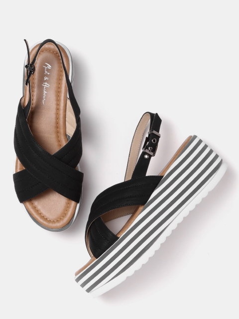 

Mast & Harbour Women Black Solid Sandals