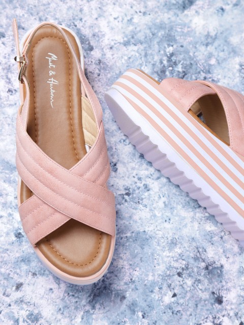 

Mast & Harbour Women Pink Solid Sandals