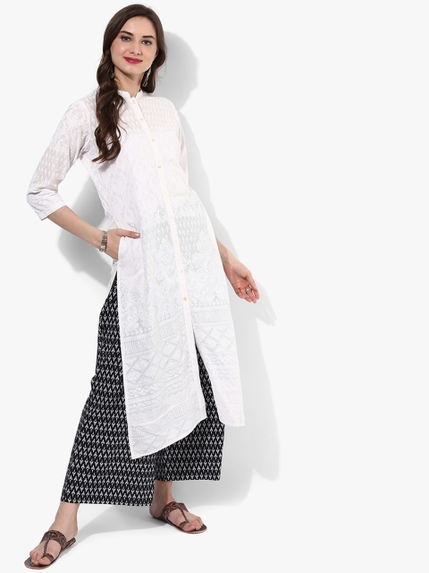 

Sangria Women White & Black Printed Kurta with Palazzos