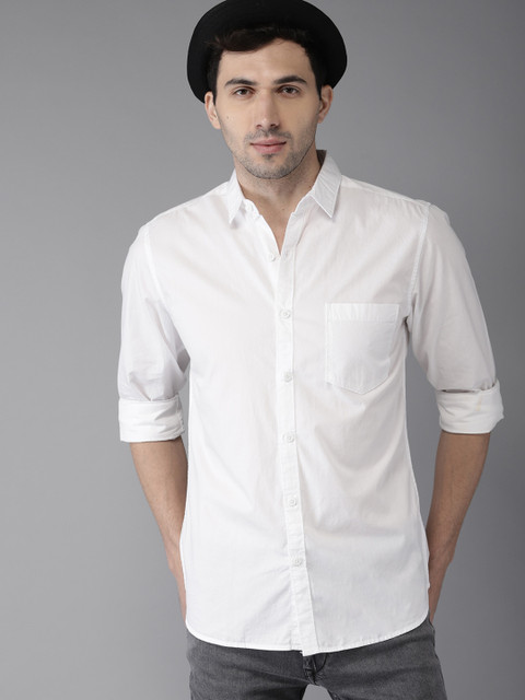 

HERE&NOW Men White Regular Fit Solid Casual Shirt