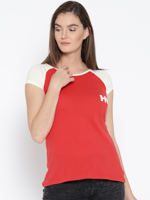 

HERE&NOW Women Red Solid Round Neck T-shirt