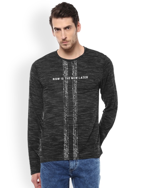 

People Men Black Solid Round Neck T-shirt