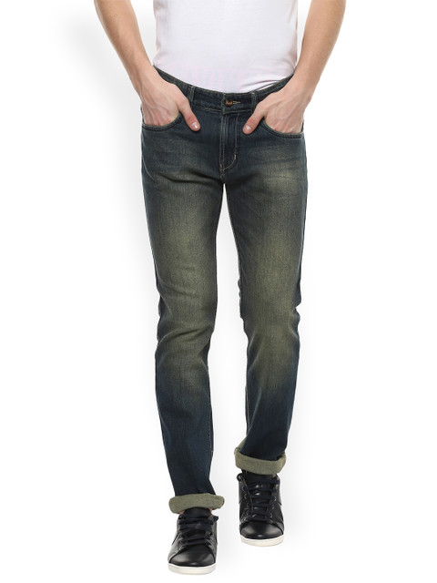 

People Men Blue Regular Fit Mid-Rise Clean Look Jeans