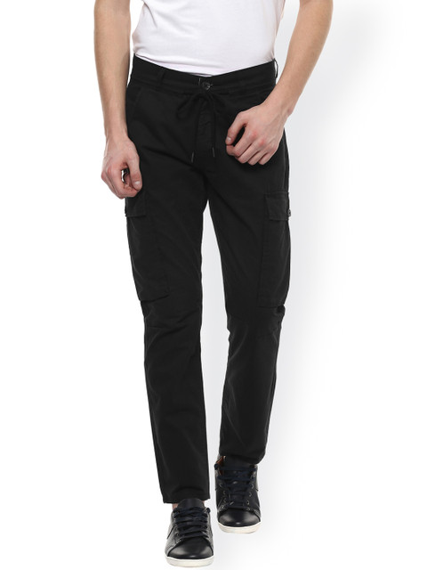 

People Men Black Regular Fit Solid Regular Trousers