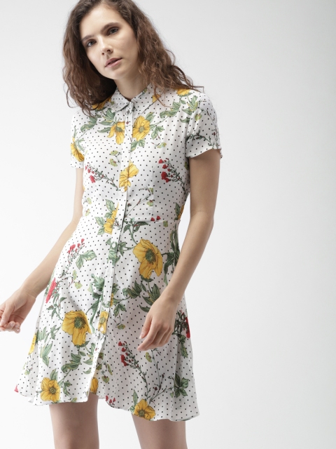 

FOREVER 21 Women White Printed Shirt Dress