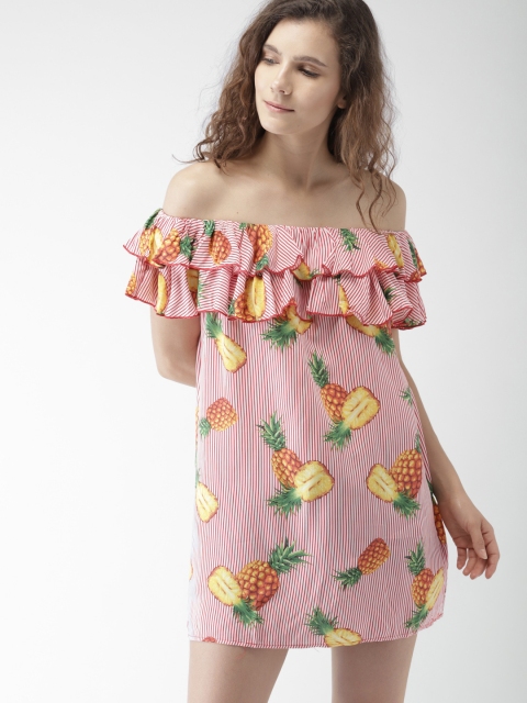 

FOREVER 21 Women Red Printed A-Line Dress