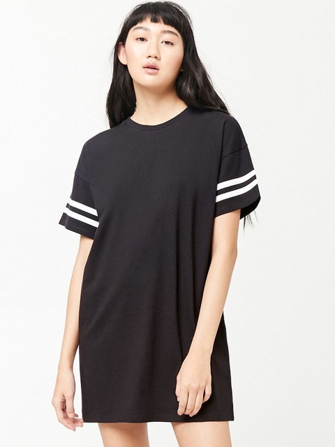 

FOREVER 21 Women Black Solid T-shirt Dress