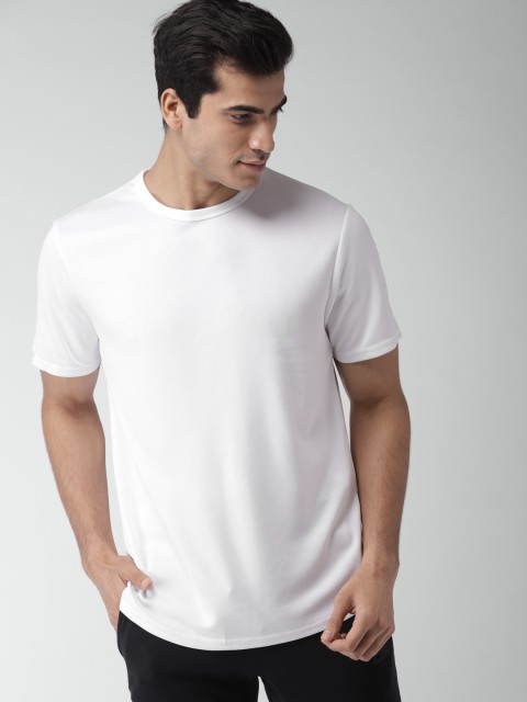 

FOREVER 21 Men White Solid Round Neck T-shirt