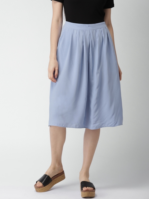 

FOREVER 21 Women Blue Pleated A-Line Skirt
