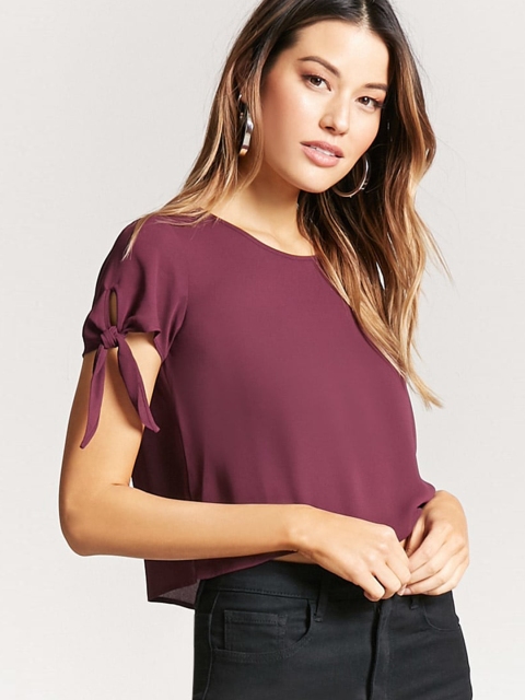 

FOREVER 21 Women Purple Solid Top