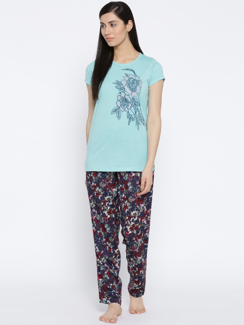 

MADAME M SECRET Women Blue & Red Printed Night Suit S8S30102 043